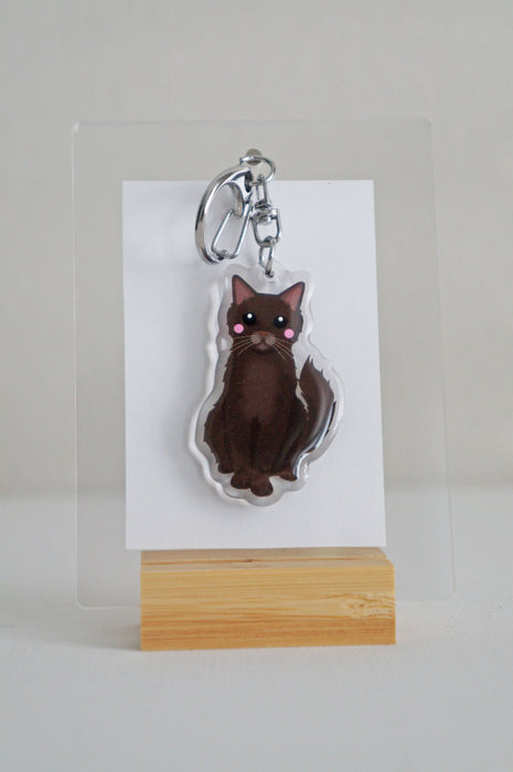 Chocolate Cat Epoxy Keychain