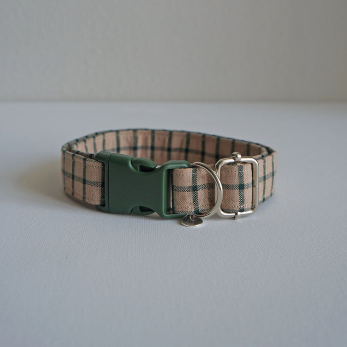Beige Plaid Dog Collar