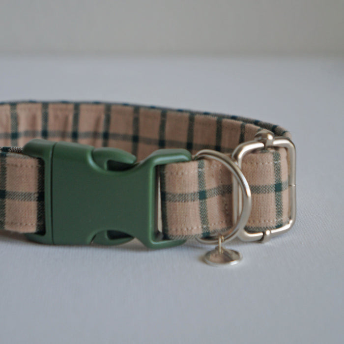 Beige Plaid Dog Collar