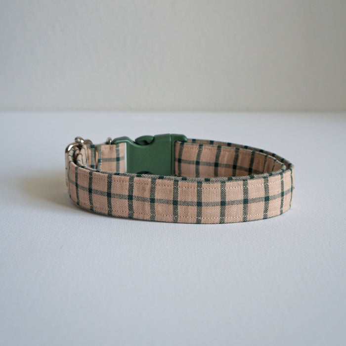 Beige Plaid Dog Collar