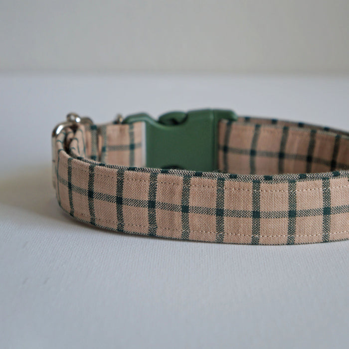 Beige Plaid Dog Collar