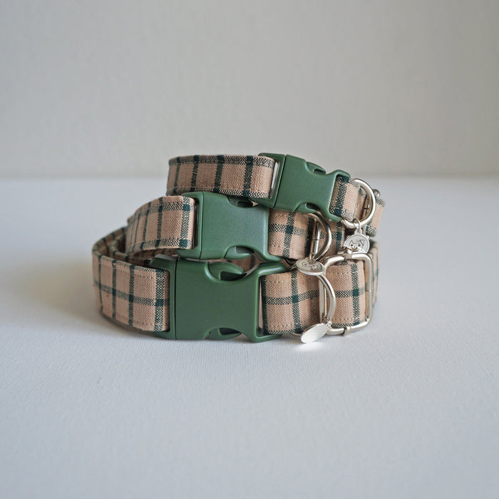 Beige Plaid Dog Collar