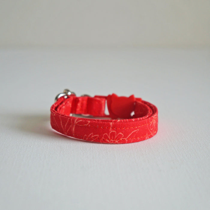 Red Floral Cat Collar
