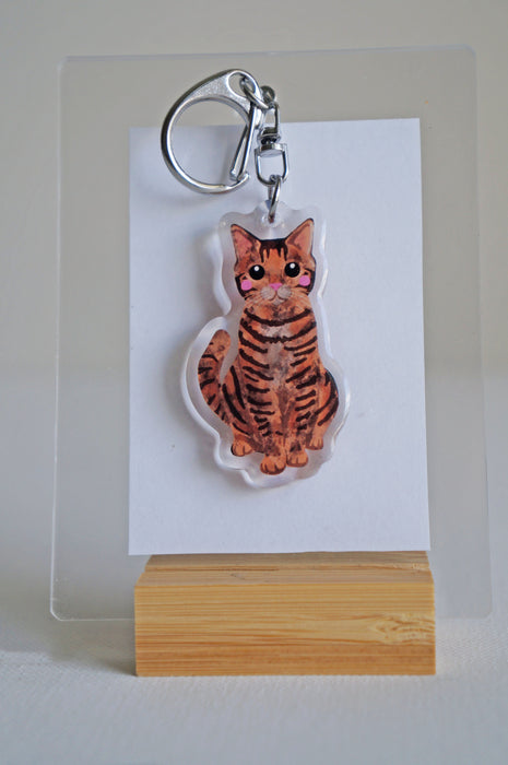 Torbie Cat Epoxy Keychain