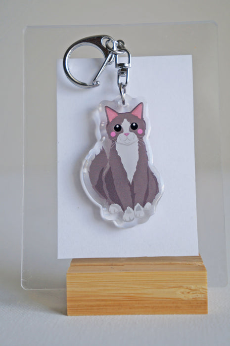 Tuxedo Cat Epoxy Keychain