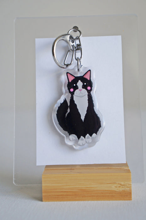 Tuxedo Cat Epoxy Keychain