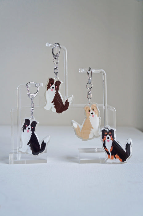 Border Collie Epoxy Keychain
