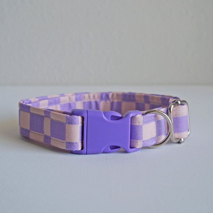 Lilac Checkered Dog Collar