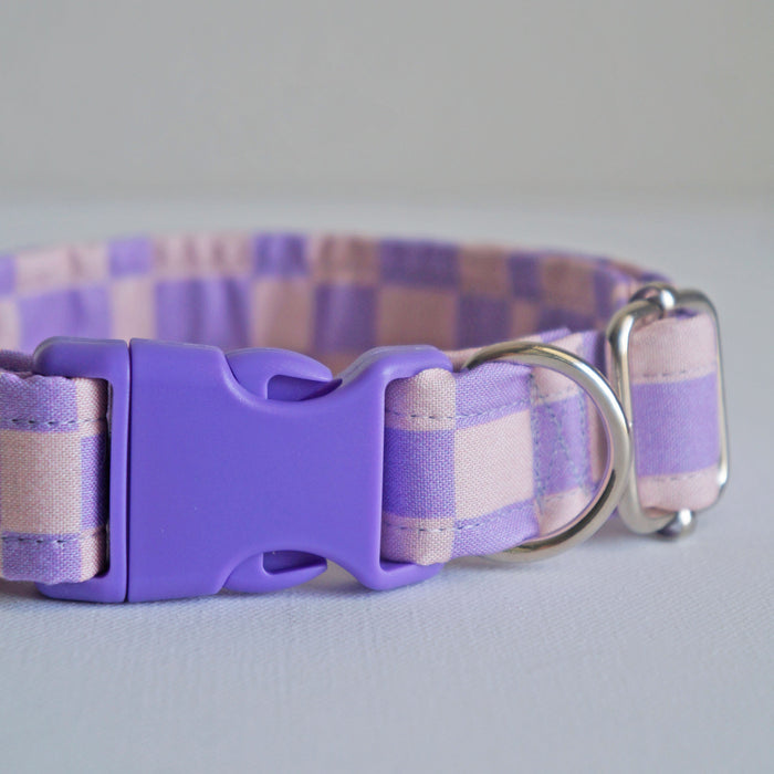 Lilac Checkered Dog Collar