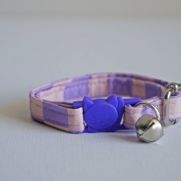 Lilac Checkered Cat Collar