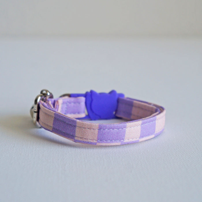 Lilac Checkered Cat Collar
