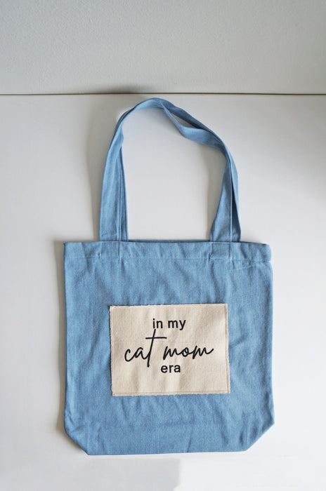 In My Cat Mom Era Denim Tote Bag