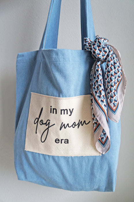 In My Dog Mom Era Denim Tote Bag