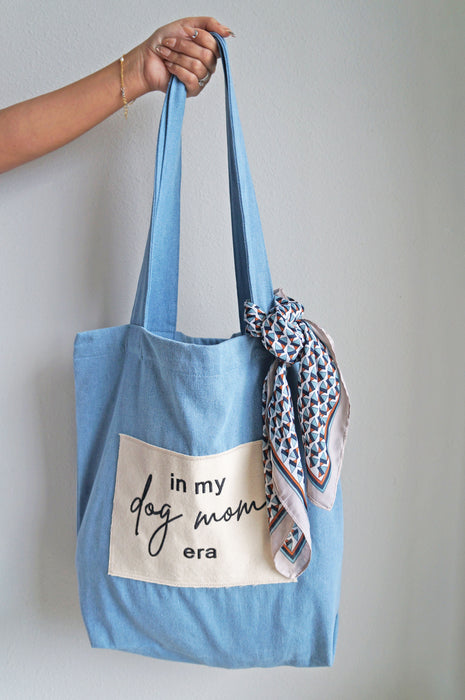 In My Dog Mom Era Denim Tote Bag
