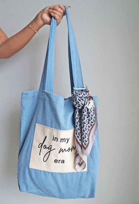 In My Dog Mom Era Denim Tote Bag