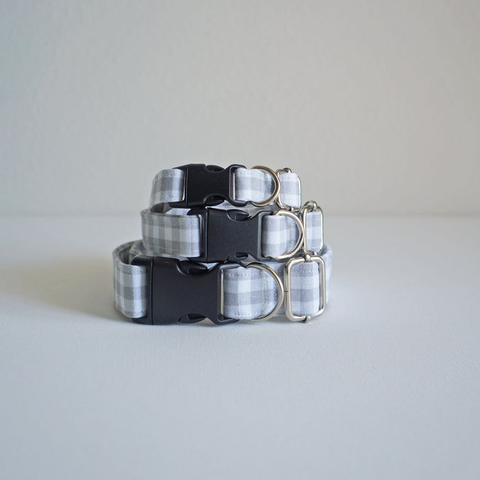 Grey Plaid Dog Collar