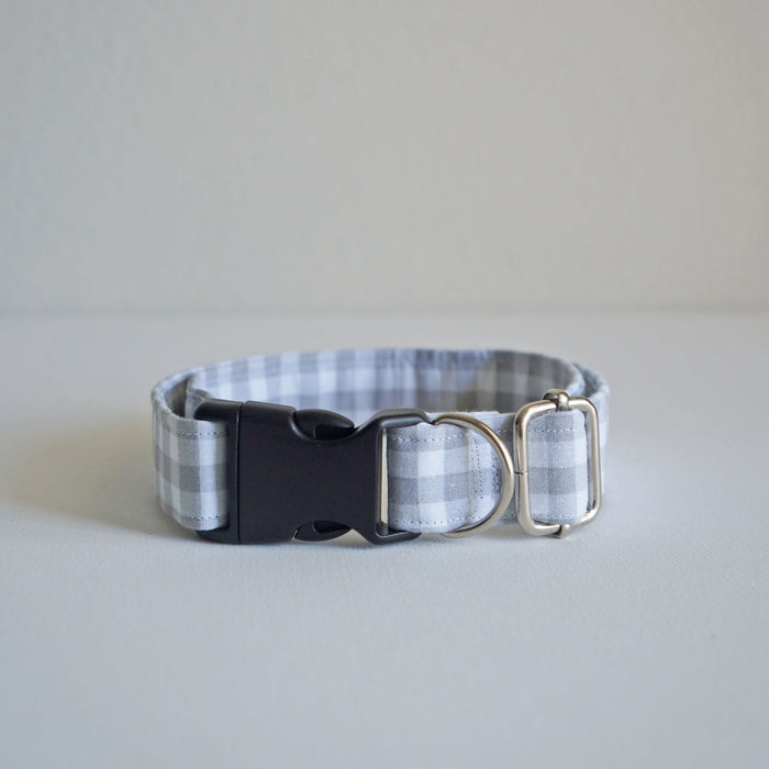 Grey Plaid Dog Collar