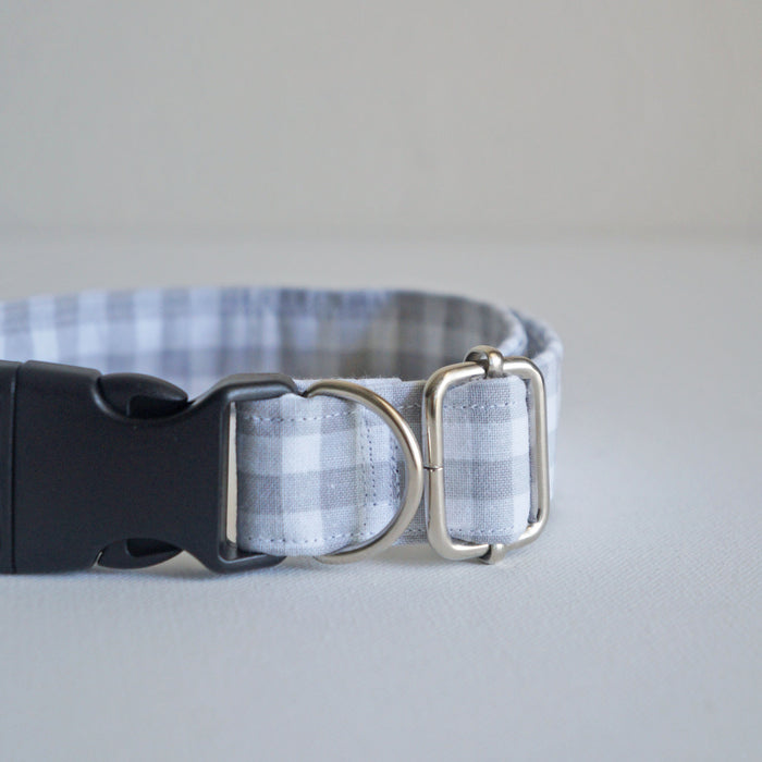 Grey Plaid Dog Collar