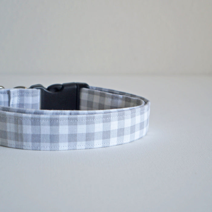 Grey Plaid Dog Collar