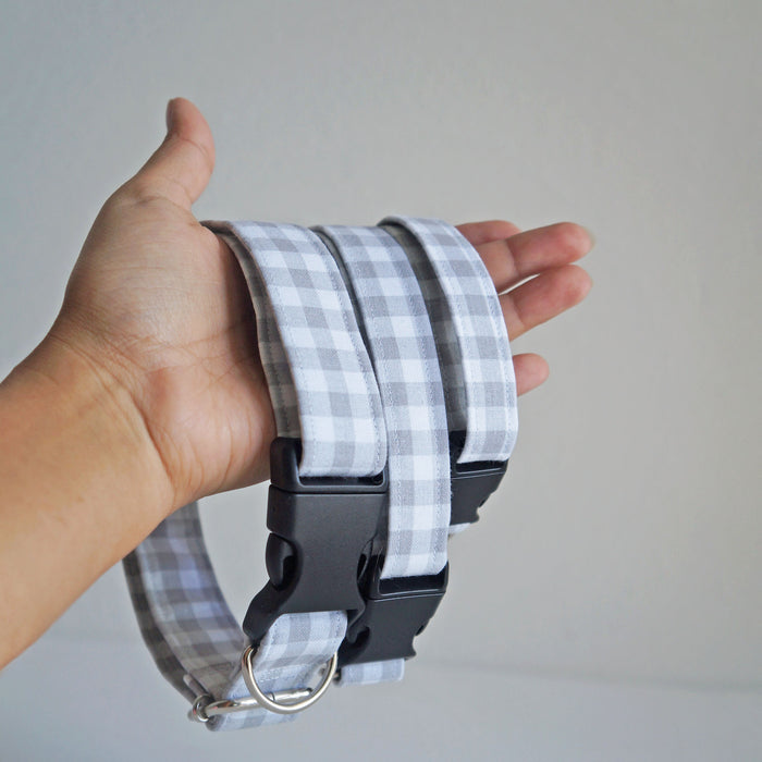 Grey Plaid Dog Collar