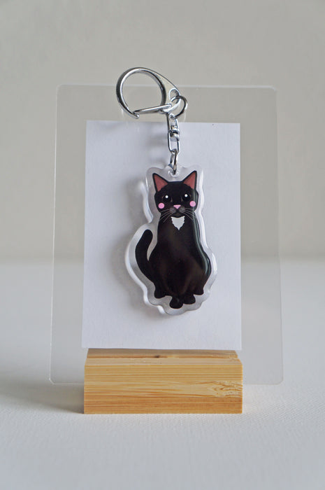 Black Cat Epoxy Keychain