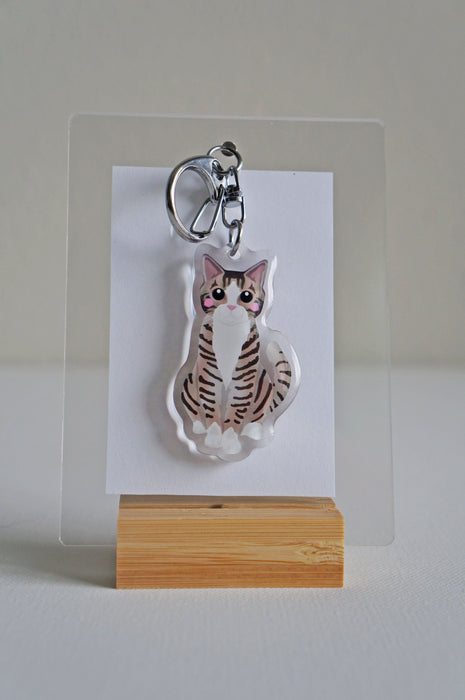 Olive Tabby Cat Epoxy Keychain