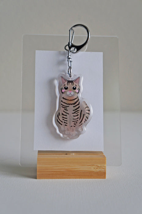 Olive Tabby Cat Epoxy Keychain