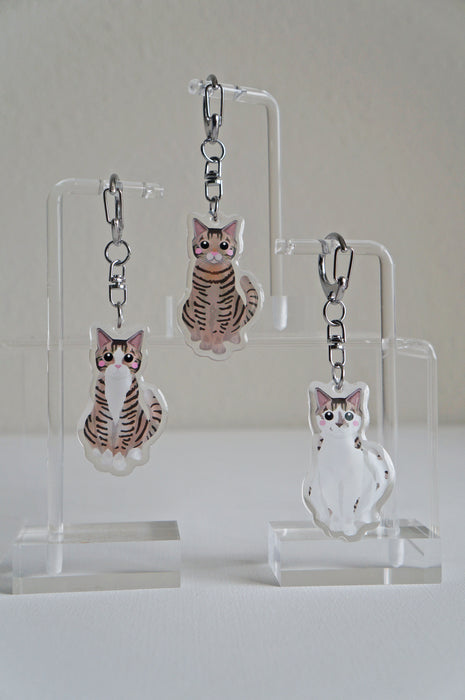 Olive Tabby Cat Epoxy Keychain