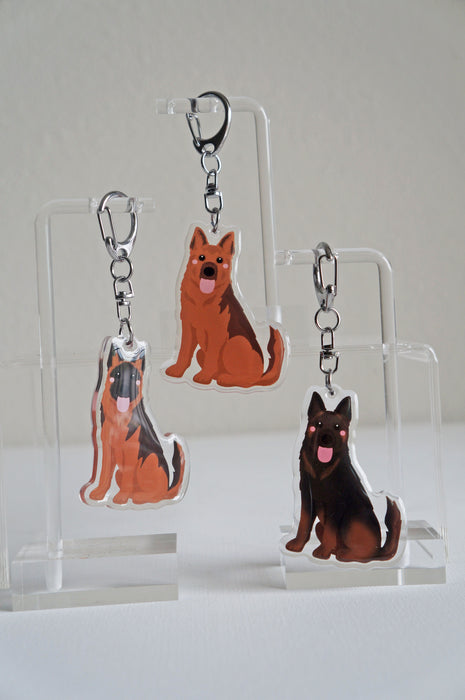 German Shepherd Epoxy Keychain