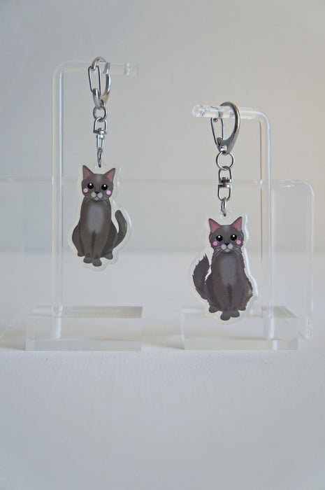 Grey Cat Epoxy Keychain