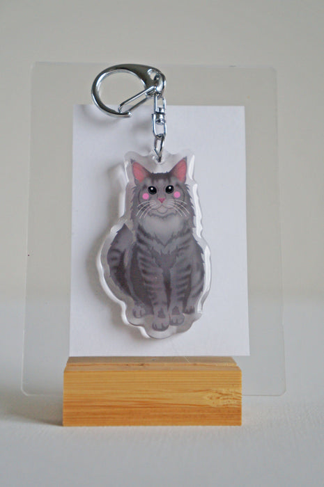 Maine Coon Cat Epoxy Keychain