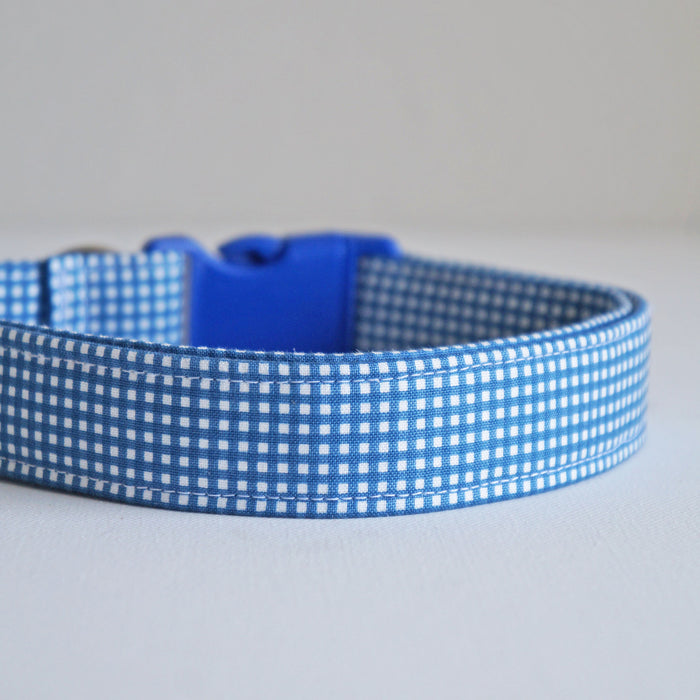Navy Grid Dog Collar