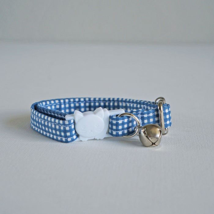 Navy Grid Cat Collar