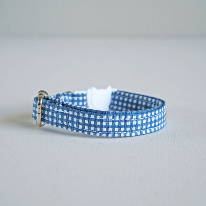 Navy Grid Cat Collar