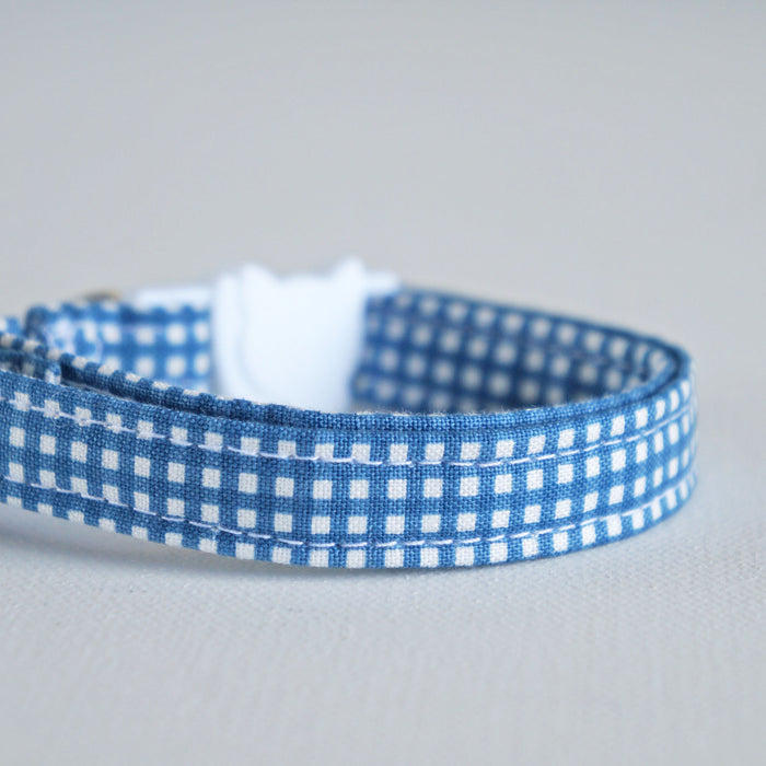 Navy Grid Cat Collar