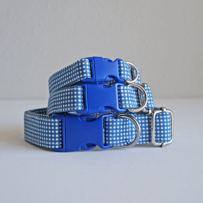 Navy Grid Dog Collar