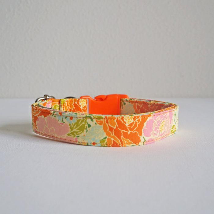Orange Peony Dog Collar