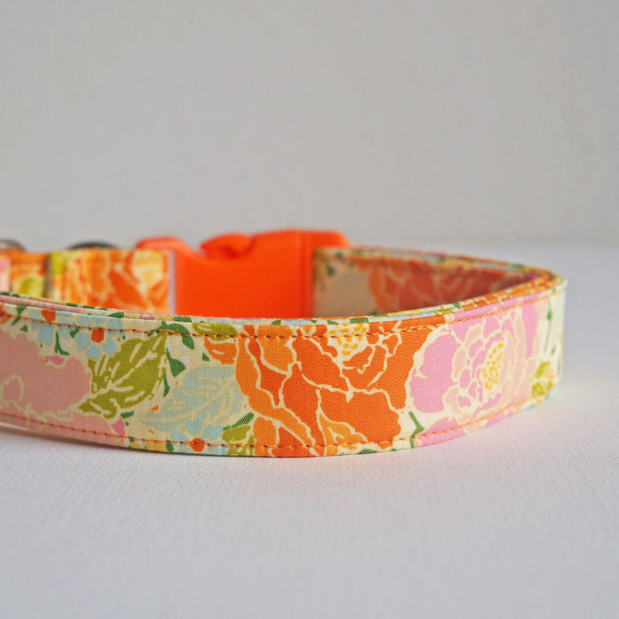 Orange Peony Dog Collar