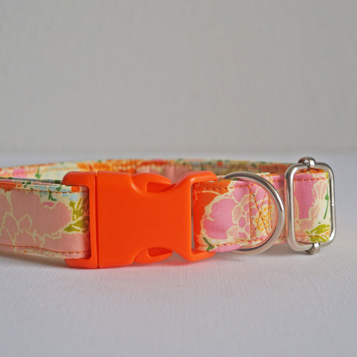 Orange Peony Dog Collar