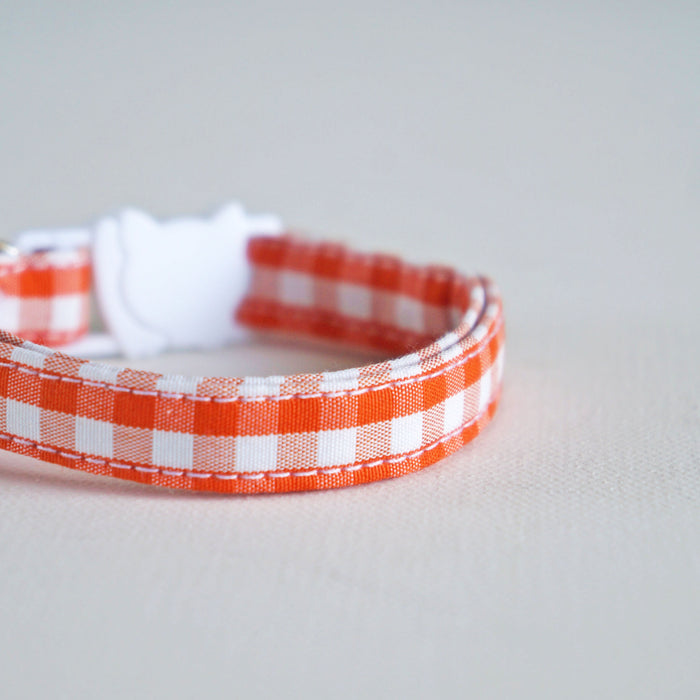 Orange Plaid Cat Collar