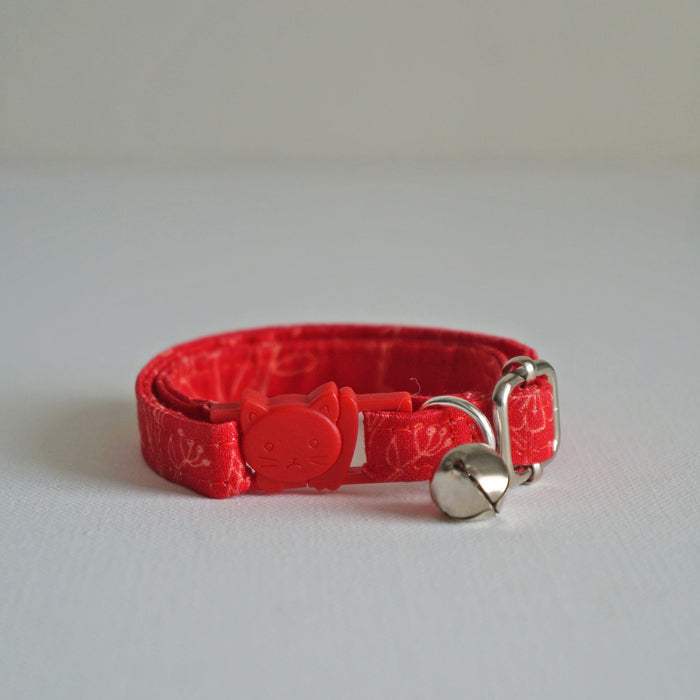 Red Floral Cat Collar