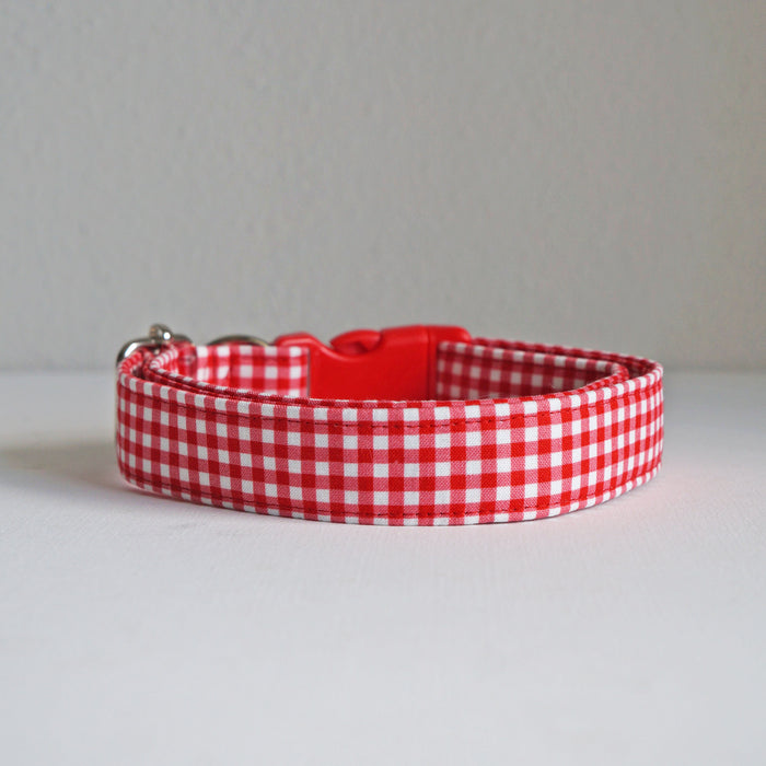 Red Plaid Dog Collar
