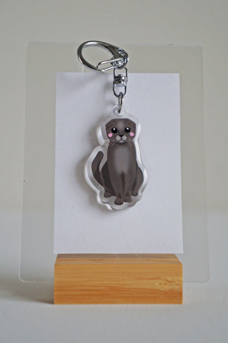 Scottish Fold Cat Epoxy Keychain