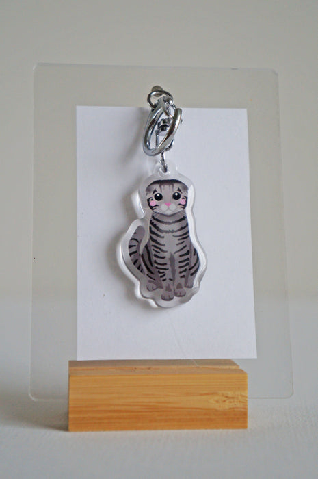 Scottish Fold Cat Epoxy Keychain