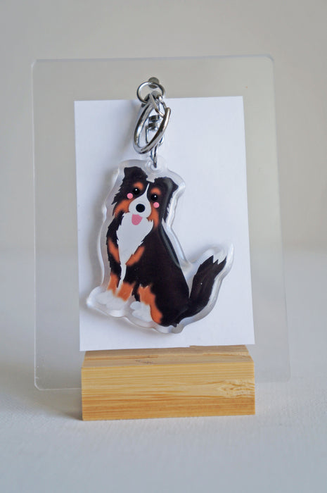 Border Collie Epoxy Keychain