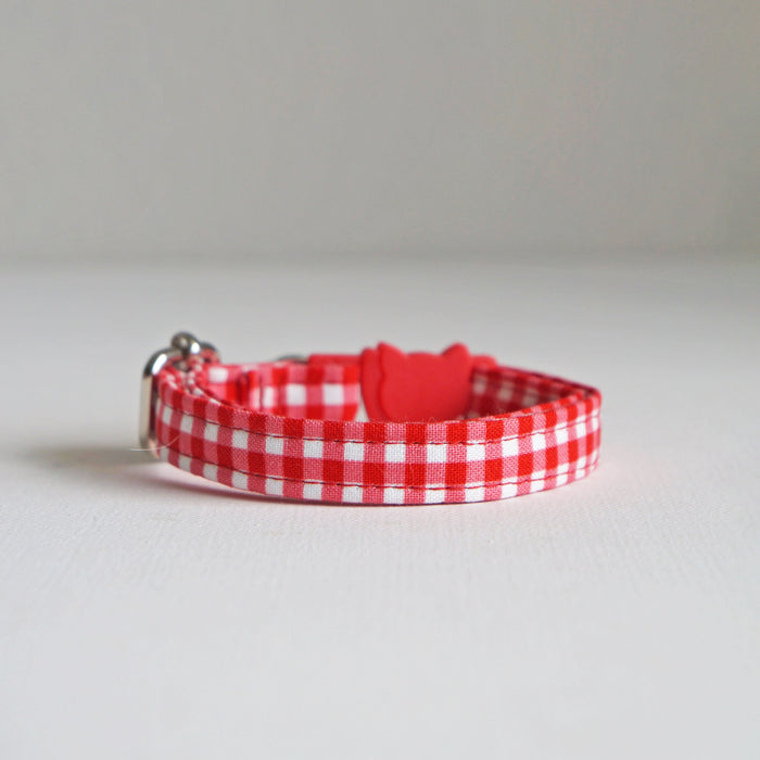 Red Plaid Cat Collar