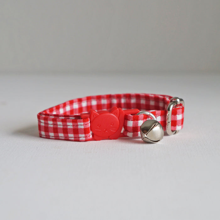 Red Plaid Cat Collar