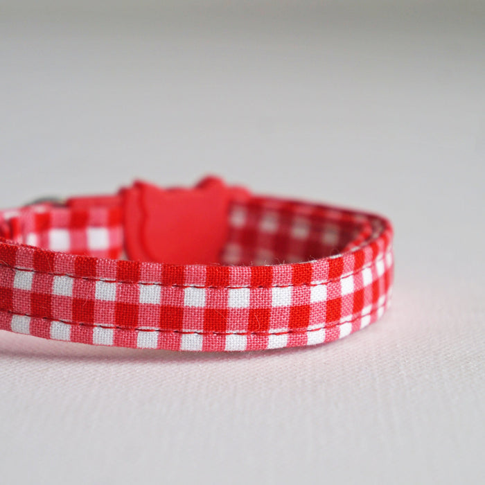Red Plaid Cat Collar