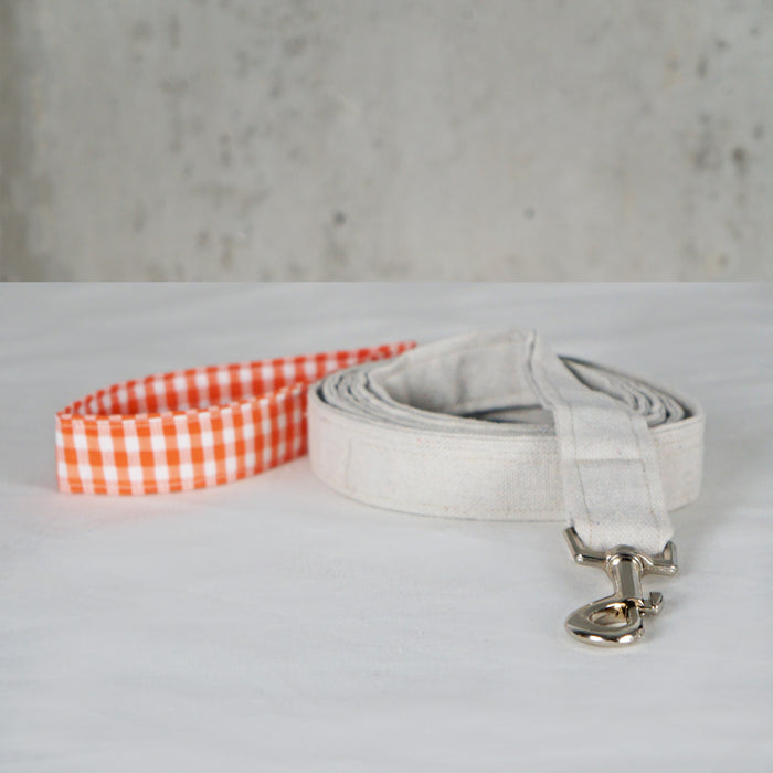 Orange Plaid Canvas Leash
