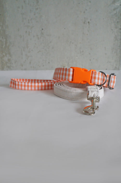 Orange Plaid Canvas Leash